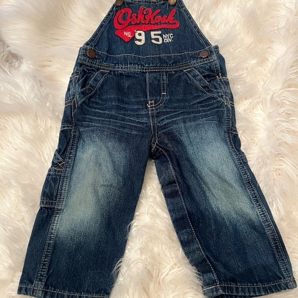 OshKosh B'gosh Kids Denim Overalls - Blue logo 12 mths
